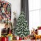 Costway 6ft\7.5ft\9ft Pre-lit Snowy Christmas Tree 818\1398\2058 Tips w/ Pine Cones & Red Berries